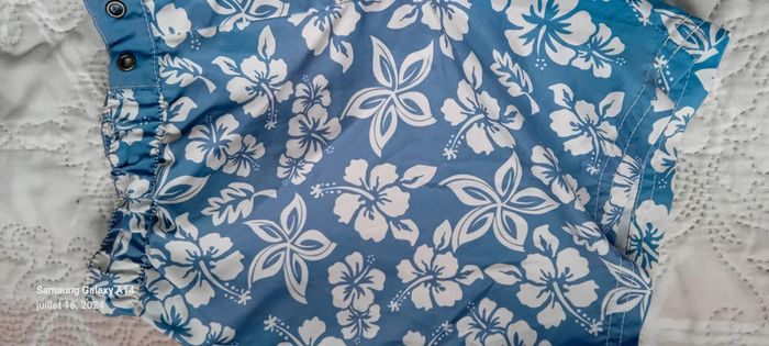 Short de bain motif hawaïen bleu garçon 10 ans kihawo - photo numéro 7
