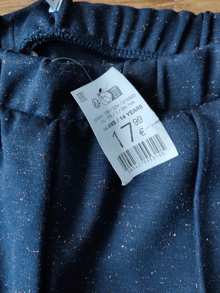 Pantalon Jegging Okaidi bleu pailleté 14 ans - photo numéro 3