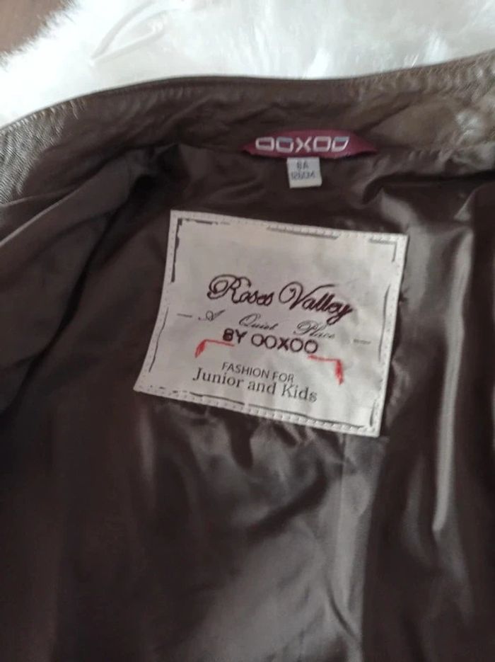 Ooxoo 💖 veste simili cuir girly 8 ans marron kaki - photo numéro 3