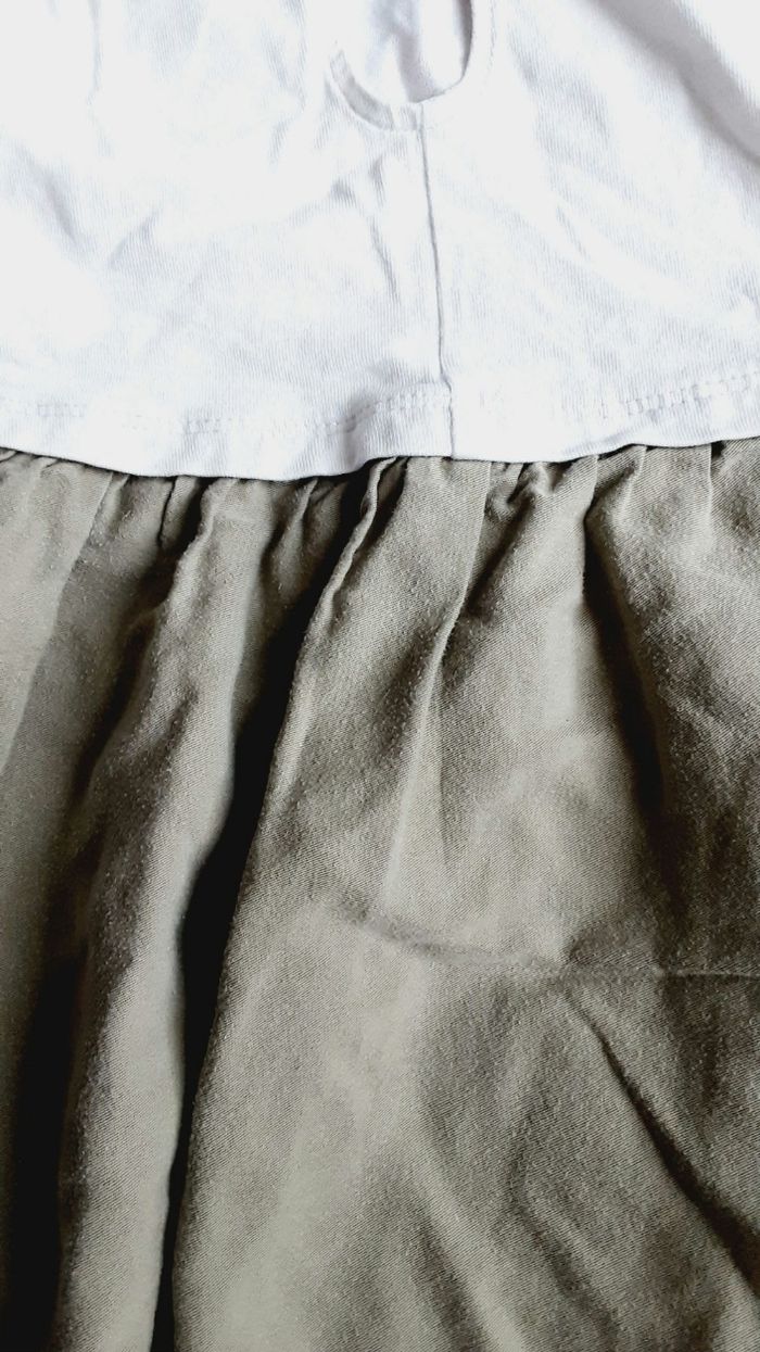 Vêtement fille robe kaki et blanche manches courtes Orchestra 4 ans - photo numéro 4