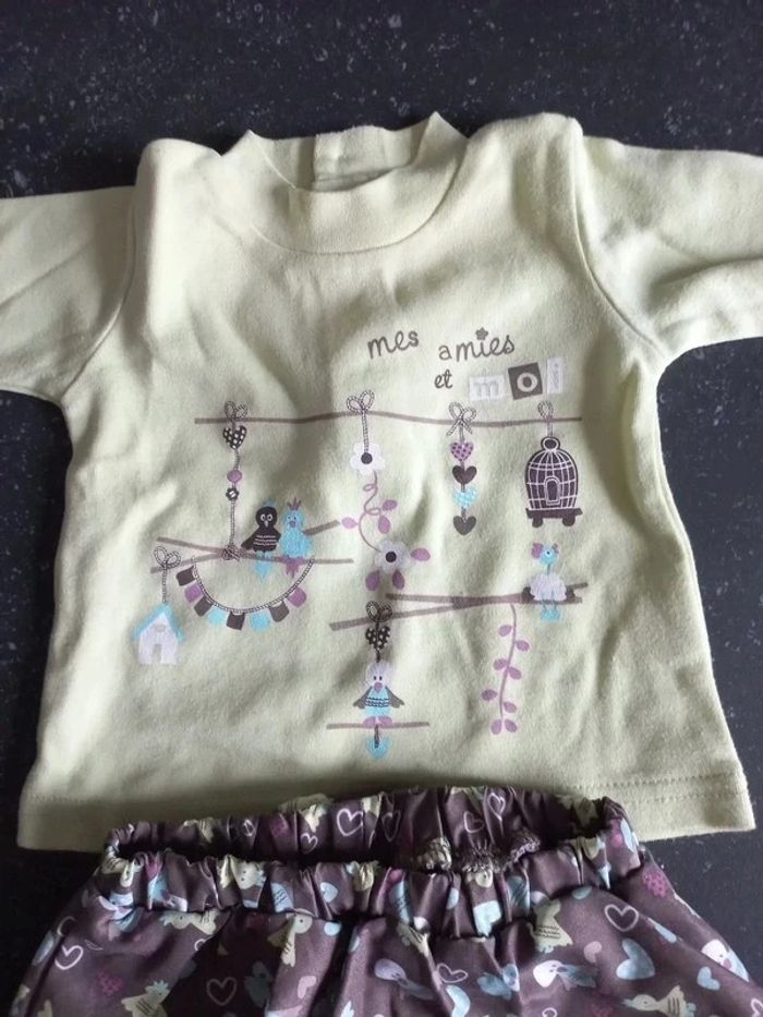 Ensemble 3 mois tee shirt avec legging jupe - photo numéro 3