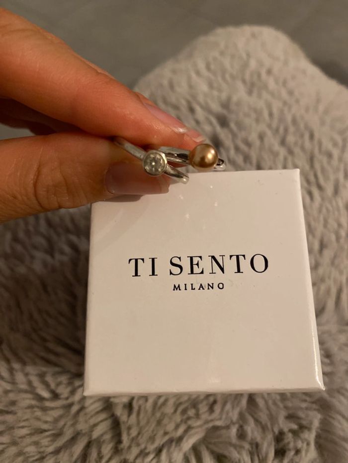 Bague argent solitaire perle or rose - Ti Sento Milano - photo numéro 5
