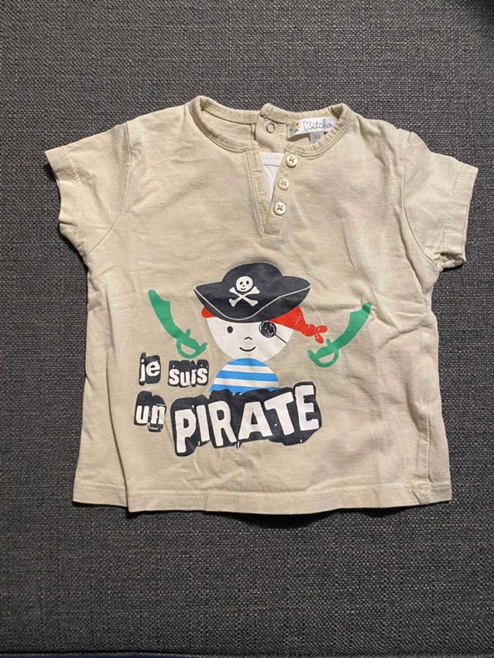 T-shirt marron clair "Je suis un pirate" Kitchoun