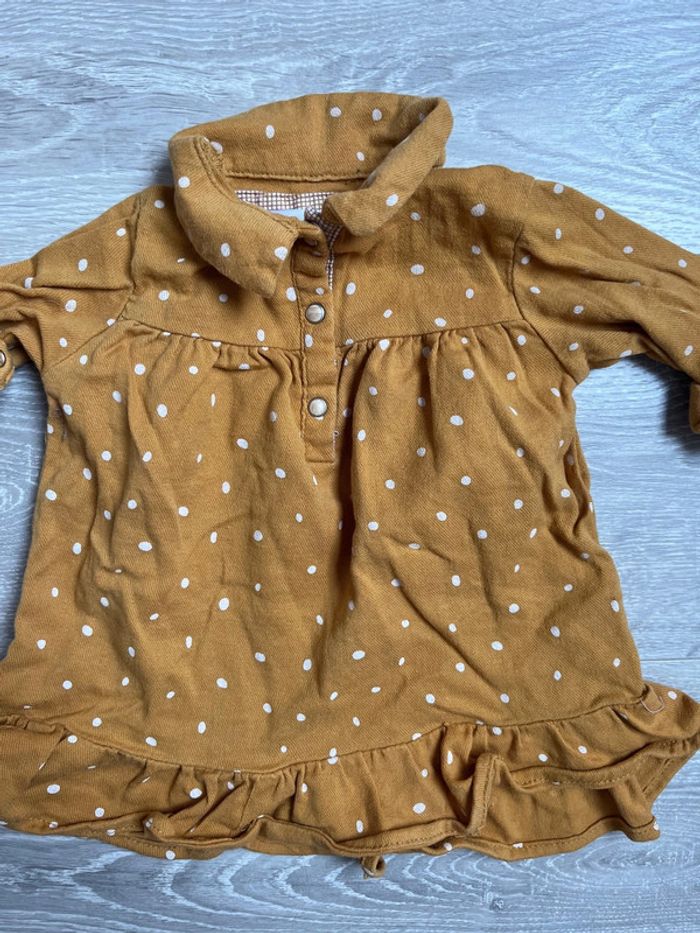 Robe chemise jaune moutarde Zara 3-6 mois - photo numéro 2