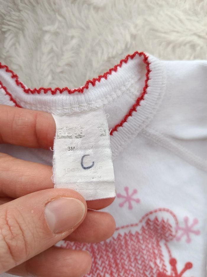 Lot de 2 bodies croisés manches longues Fille 3 mois Minnie Noël Absorba 100% coton - photo numéro 11