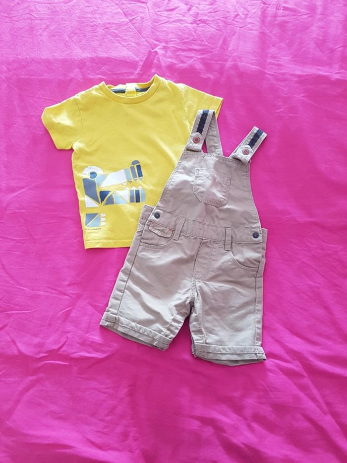 Ensemble été  salopette t-shirt 6 mois - photo numéro 2