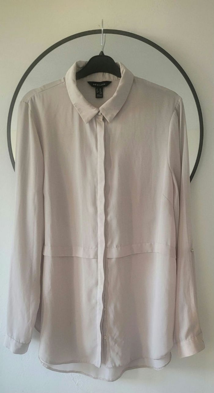 Chemisier fluide gris -rose pale marque new look - photo numéro 1