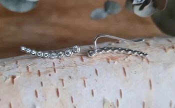 Boucles d'oreilles contour de lobe ear-cuffs argent rhodié et oxydes de zirconium