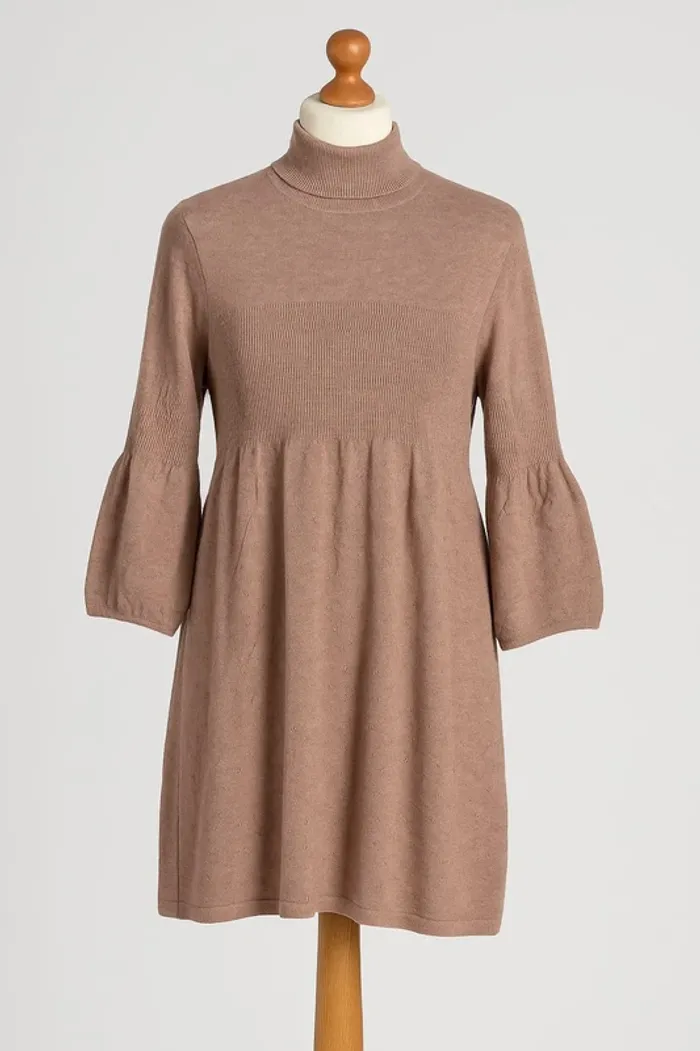 Robe avec col roulé beige marron Naf Naf Taille L - photo numéro 2