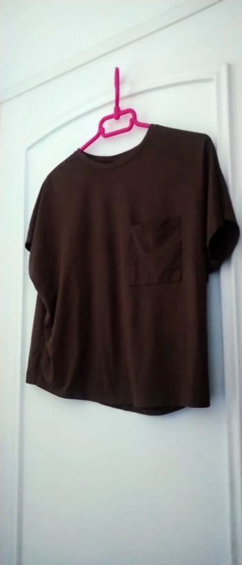 Haut oversize aspect suedine marron femme M kiabi