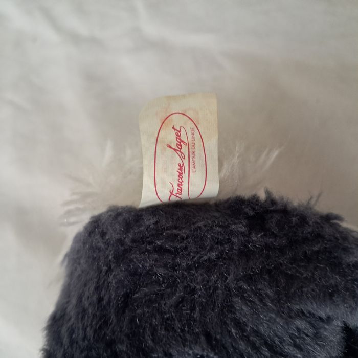 Doudou peluche lapin bleu gris Francoise Saget Hauteur 11 cm vintage 90's - photo numéro 6