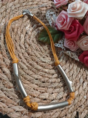 🌿Collier couleur moutarde et argenté🌿