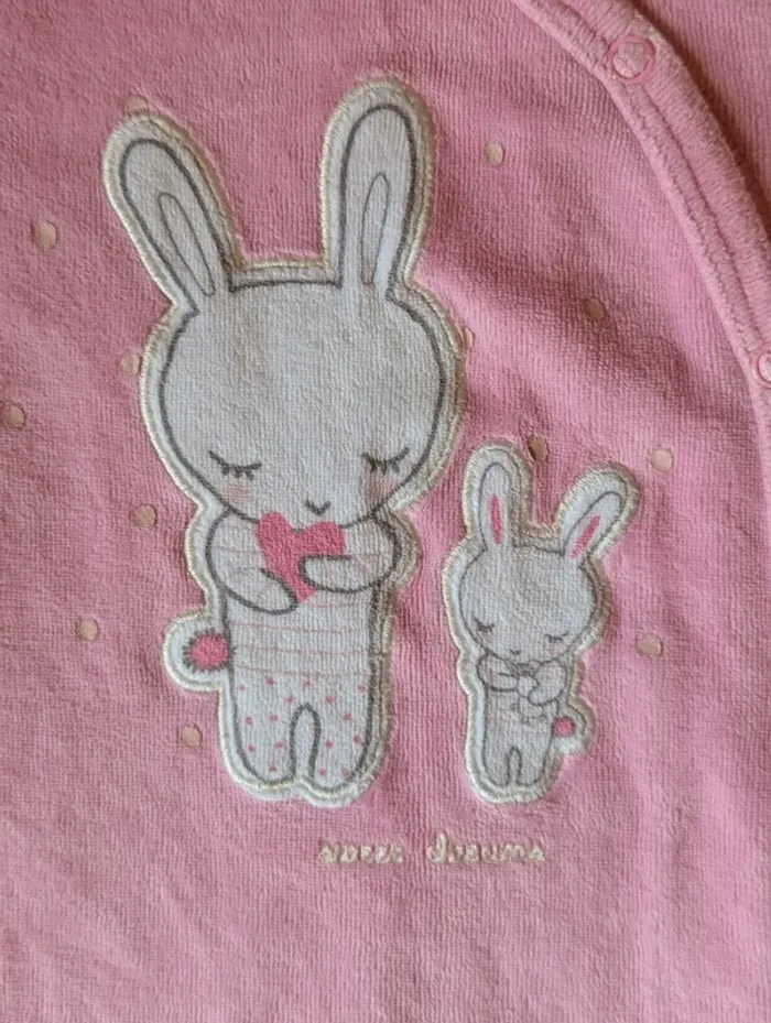 Pyjama velours bébé 6 mois Kiabi #lapin #mamanbébé #rose #chaud - photo numéro 2