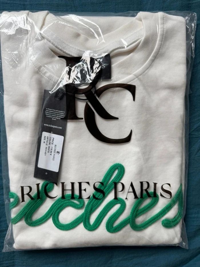 👕 T-shirt Riches Paris Blanc – Logo Corde Vert - photo numéro 2