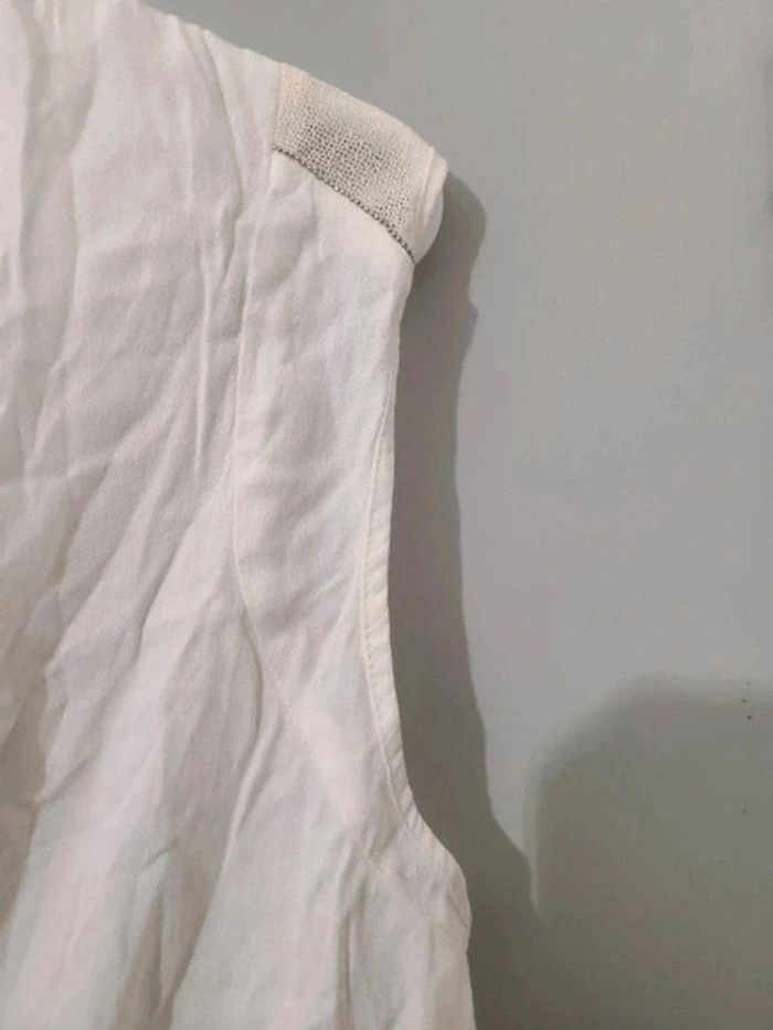 Blouse top forme cache coeur sans manches ikks taille 36 blanche - photo numéro 4