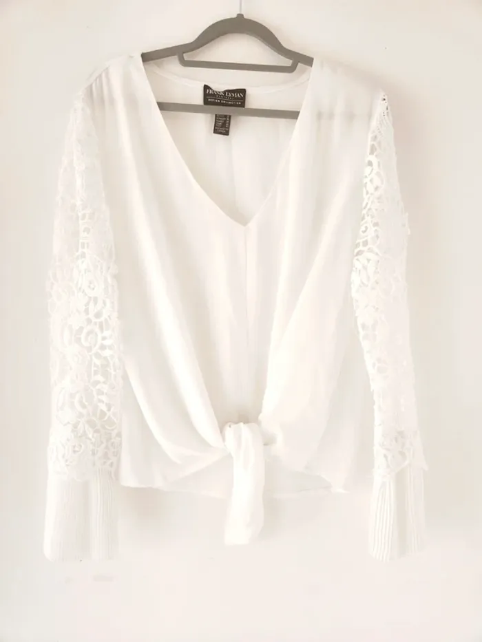 Blouse blanche Frank Lyman – Taille 38 – Manches dentelle