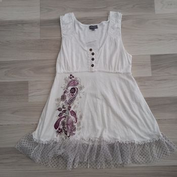 Robe blanche imprimée à bretelles Clara Vitti taille 38