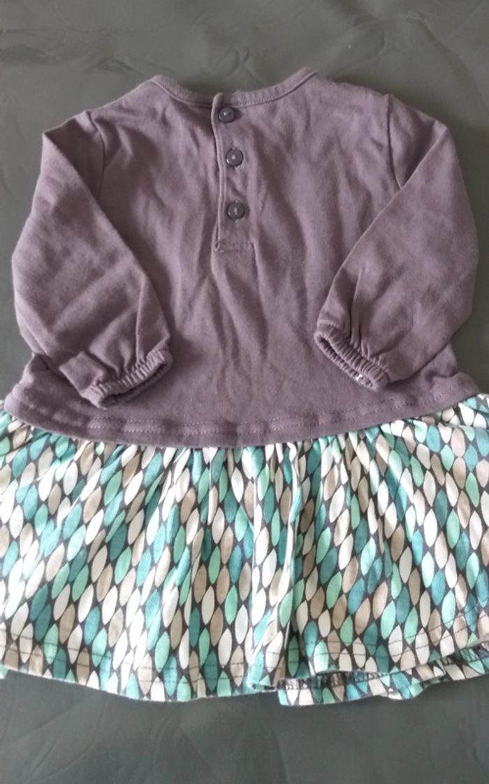 Robe manches longues grise à motifs - photo numéro 2