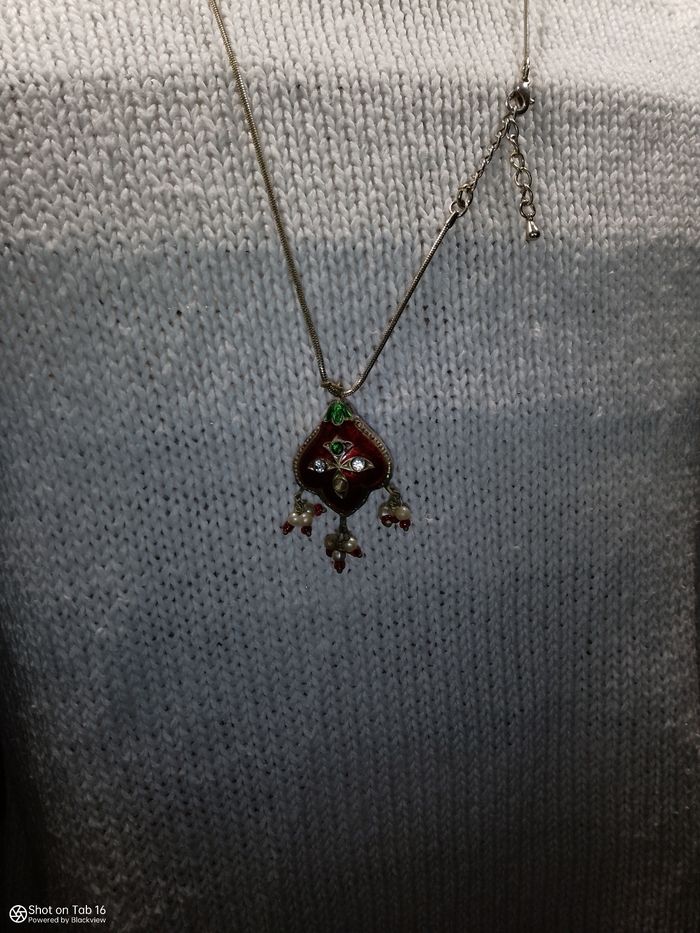 Collier émaillé a deux couleurs rouge et bleu - photo numéro 6