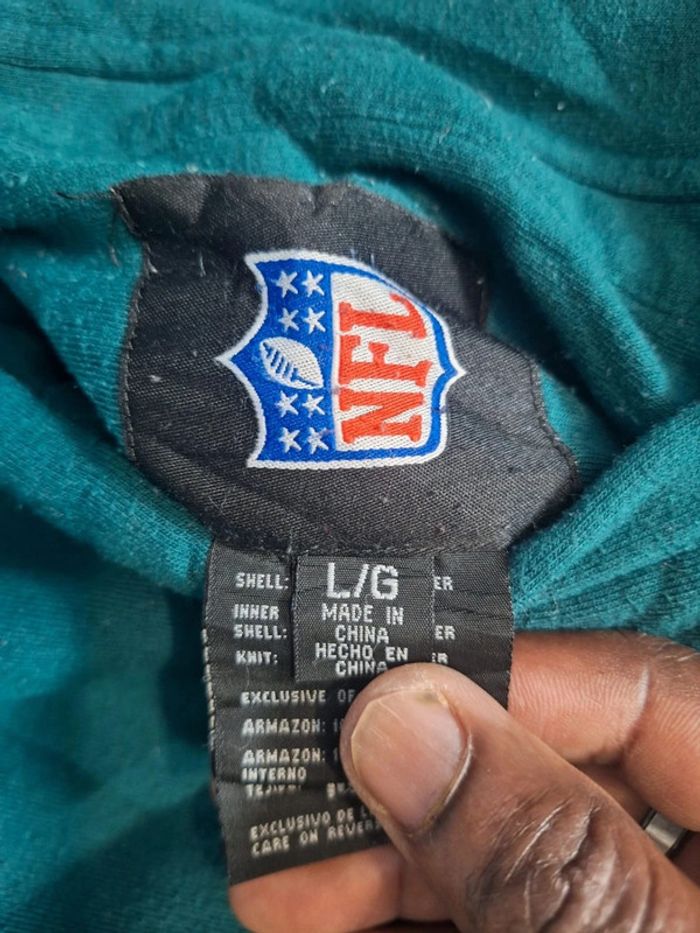 Veste epaisse à capuche nfl réversible homme / vert et gris taille L / brodé 244 - photo numéro 19