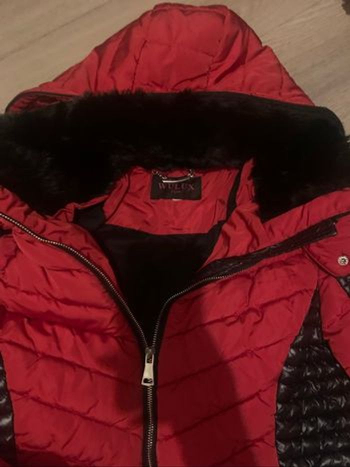 Belle veste manteau rouge femme avec capuche amovible taille M - photo numéro 2