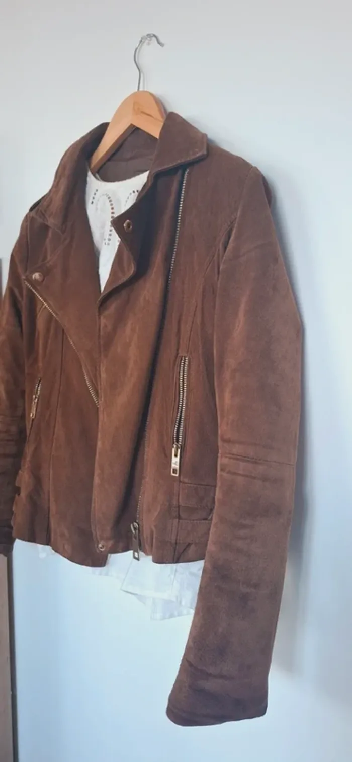 🧥 Perfecto Mango en cuir véritable – Chocolat intense - LA tendance de cet automne - photo numéro 5