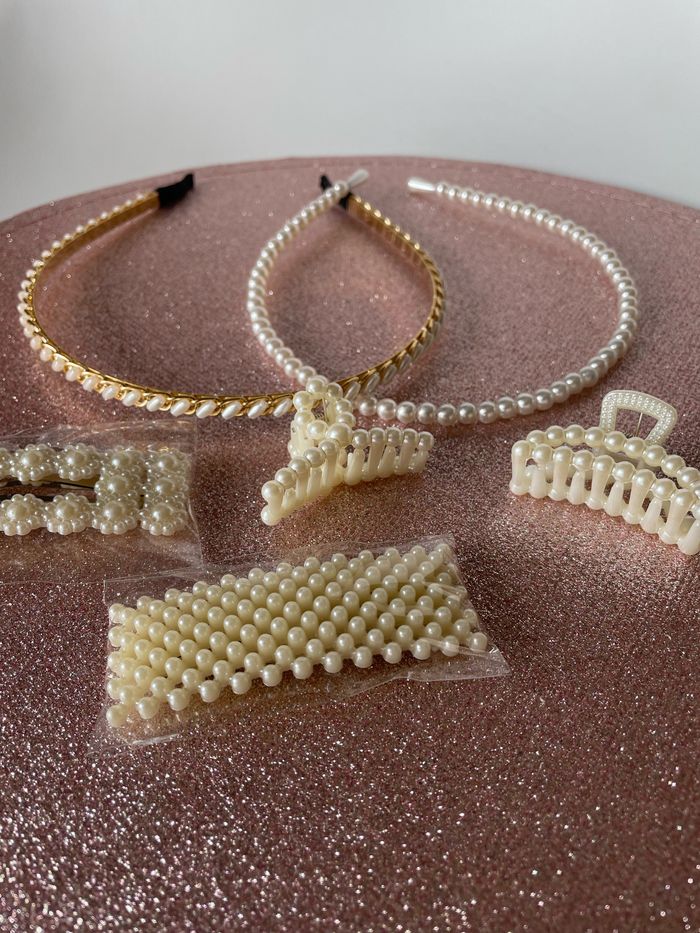 Lot accessoires pour cheveux avec perles - photo numéro 2