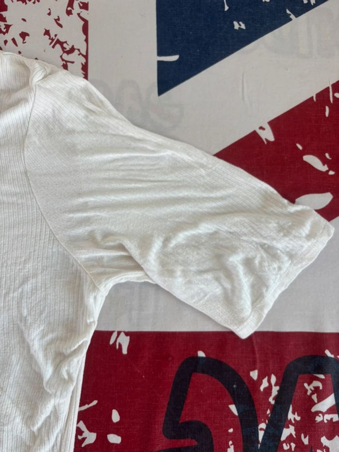 T-shirt Camaïeu taille XL blanc rayé col bateau - photo numéro 3