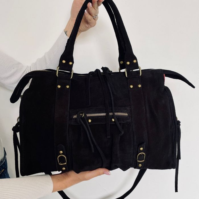 🇮🇹Sac a main 100% Cuir  Daim Noir verapelle🇮🇹 The genuine leather neuf avec Bandoulière - photo numéro 2