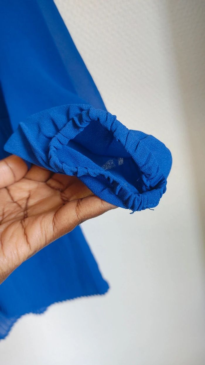 Tunique bleu roi plissée en excellente col en v - photo numéro 5