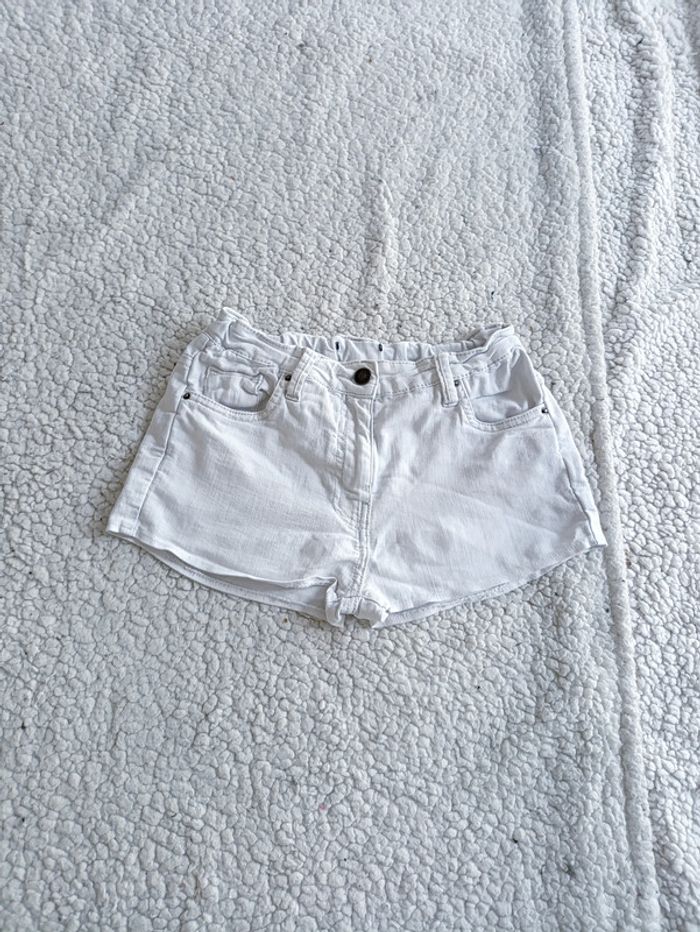 Short en jean blanc taille haute vintage été casual