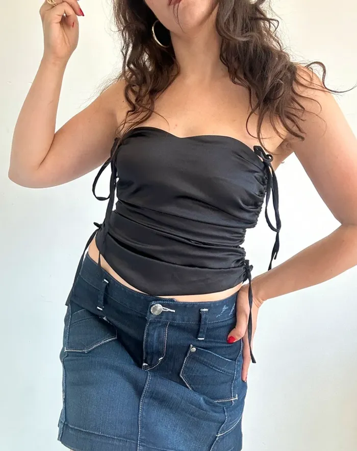 Haut bustier corset noir à lanières taille XS - photo numéro 6
