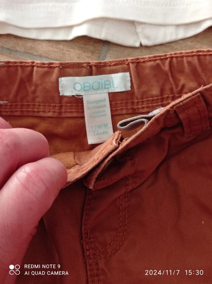 Ensemble 12 mois Jean Camel+ tee shirt 🐹+ pull chiné marine torsadé - photo numéro 5