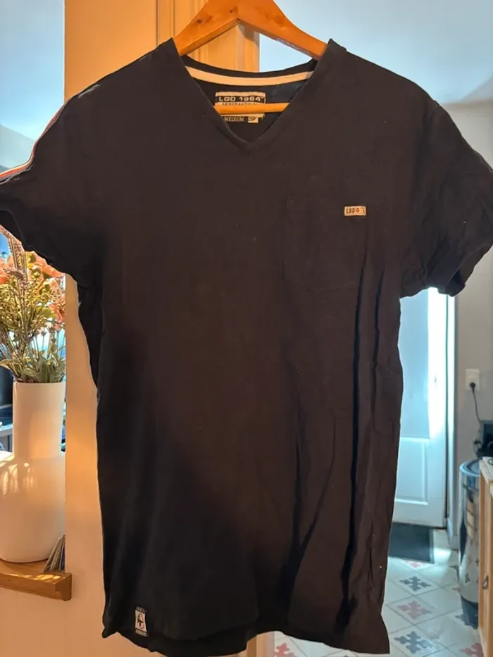 T-shirt noir col V LGD 1964 Aeronautical - Taille M