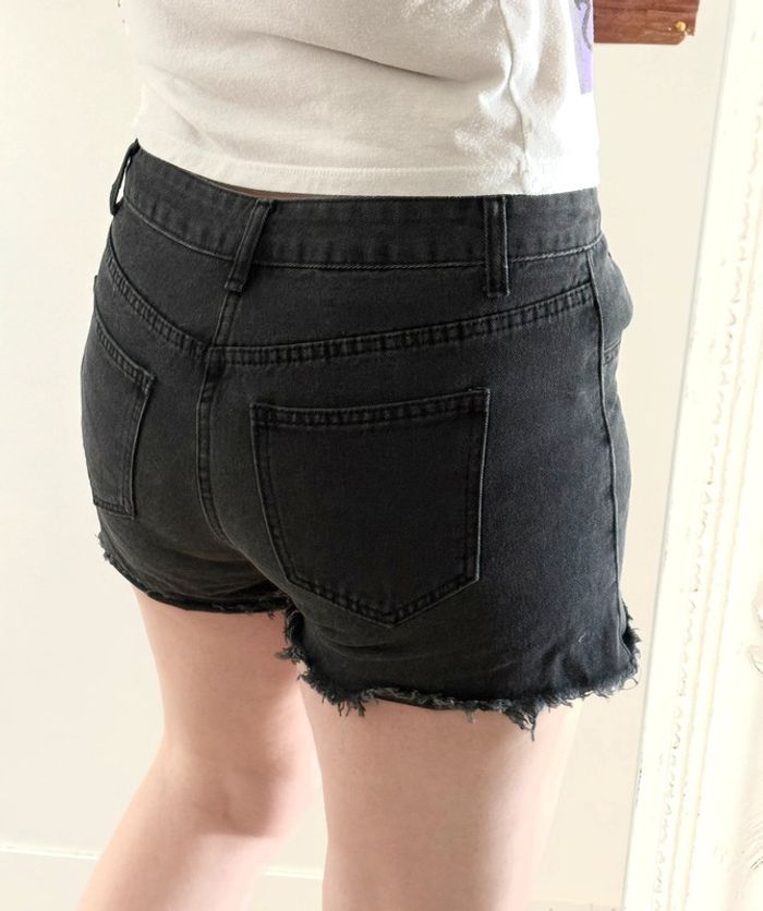 Short en jean denim noir taille haute Shein L - photo numéro 5