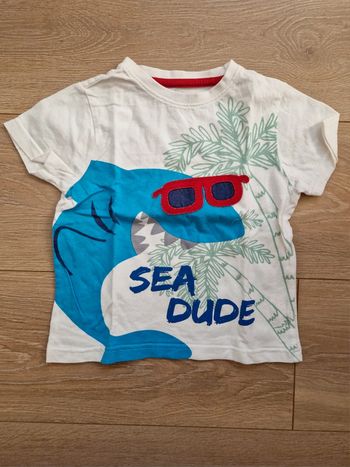 Tee-shirt manches courtes garçon TQF blanc requin 3 ans