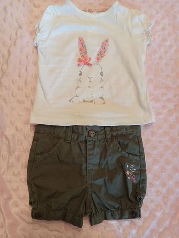 Ensemble short t-shirt lapin 6 mois 🐰
