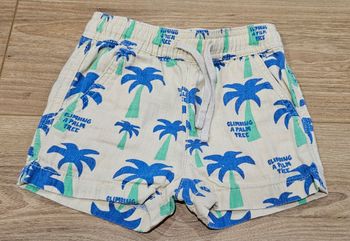 Short beige palmiers bleus garçon - Taille 3 ans