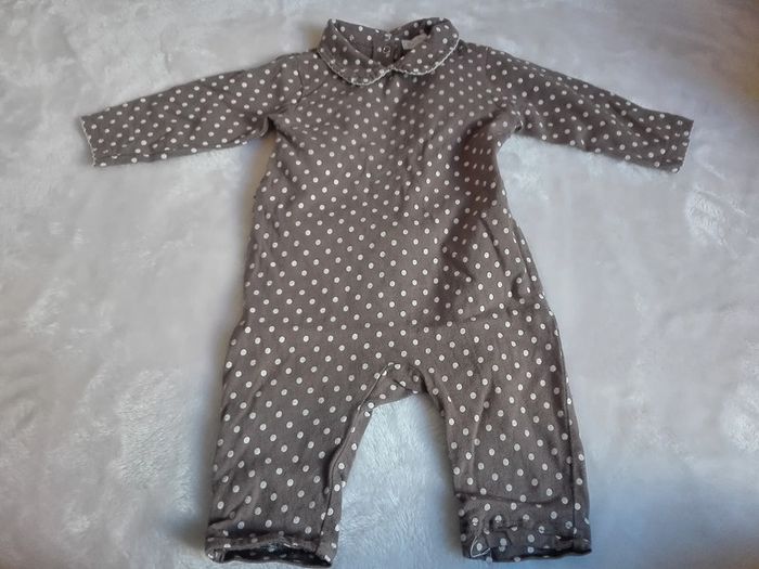 Pyjama marrois pois blanc col claudine sans pieds