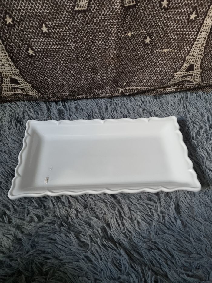 Lot 2 plats blanc rectangulaire vintage - photo numéro 2