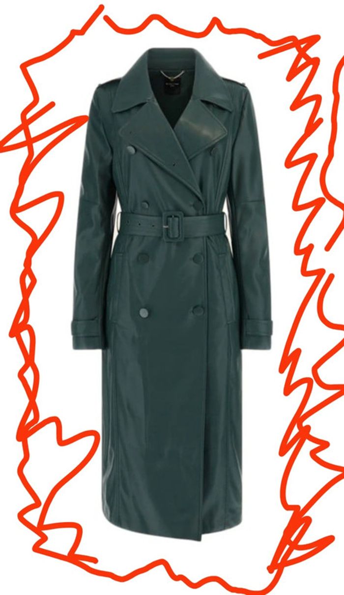 Veste trench longue verte Guess