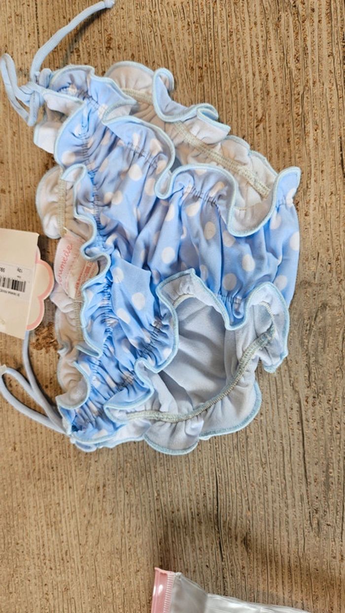 Bikini bleu clair à points blancs, Archimède, Bi Iwana Riviera 50, 12 ans, neuf - photo numéro 4