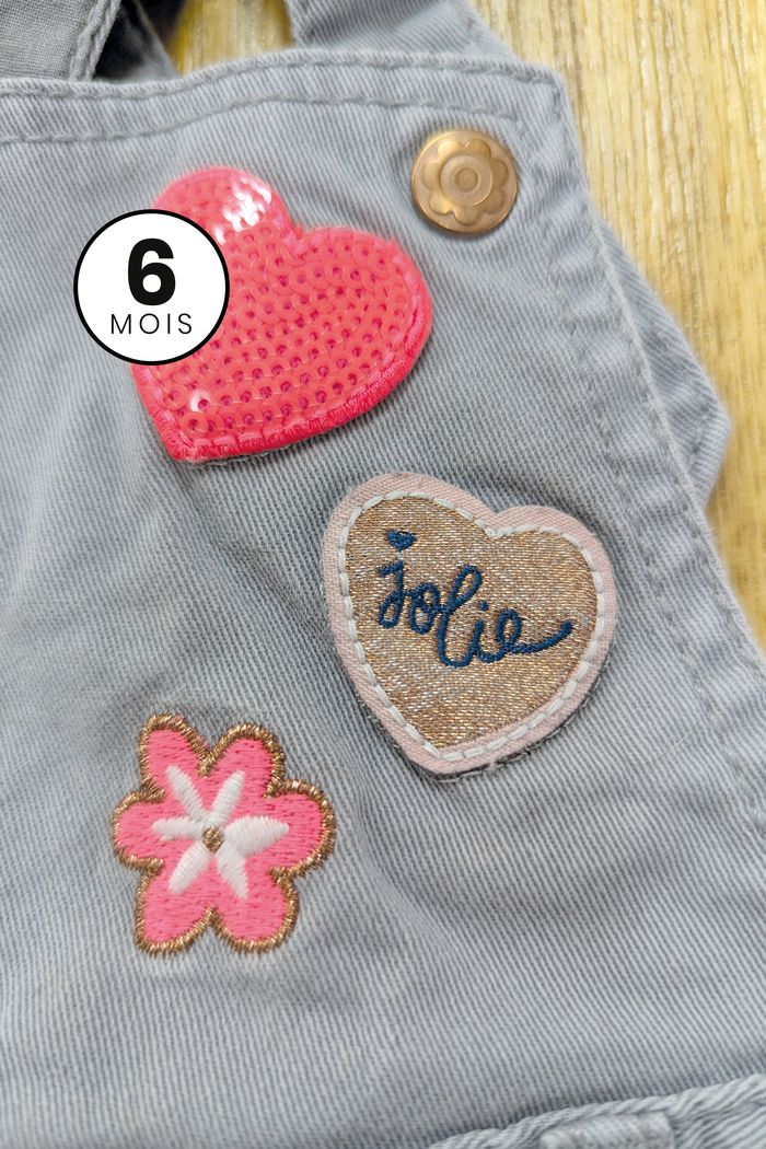 Robe Salopette Grise - bébé fille 6 mois - photo numéro 4