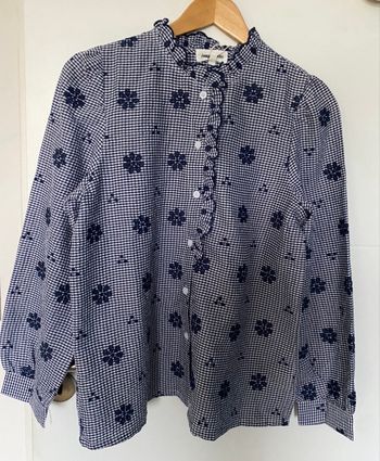 Blouse avec broderie fleurs - Marine - Taille S/M