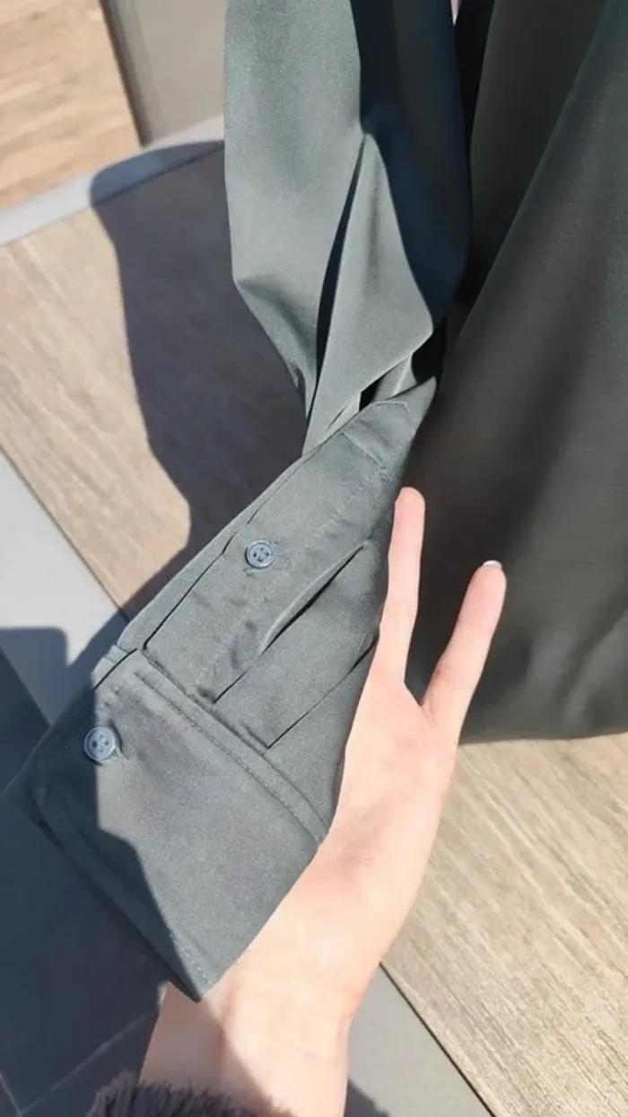 Chemise vert foncé satinée T38 - H&M - photo numéro 6