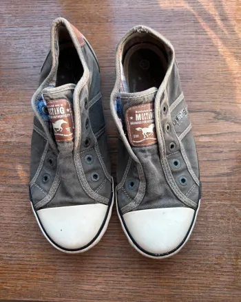 Baskets basses Mustang sans lacets - Gris/Kaki - T 37