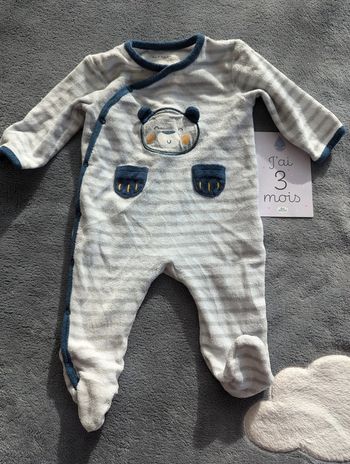 Pyjama velours - 3 mois - Pat & Ripotin