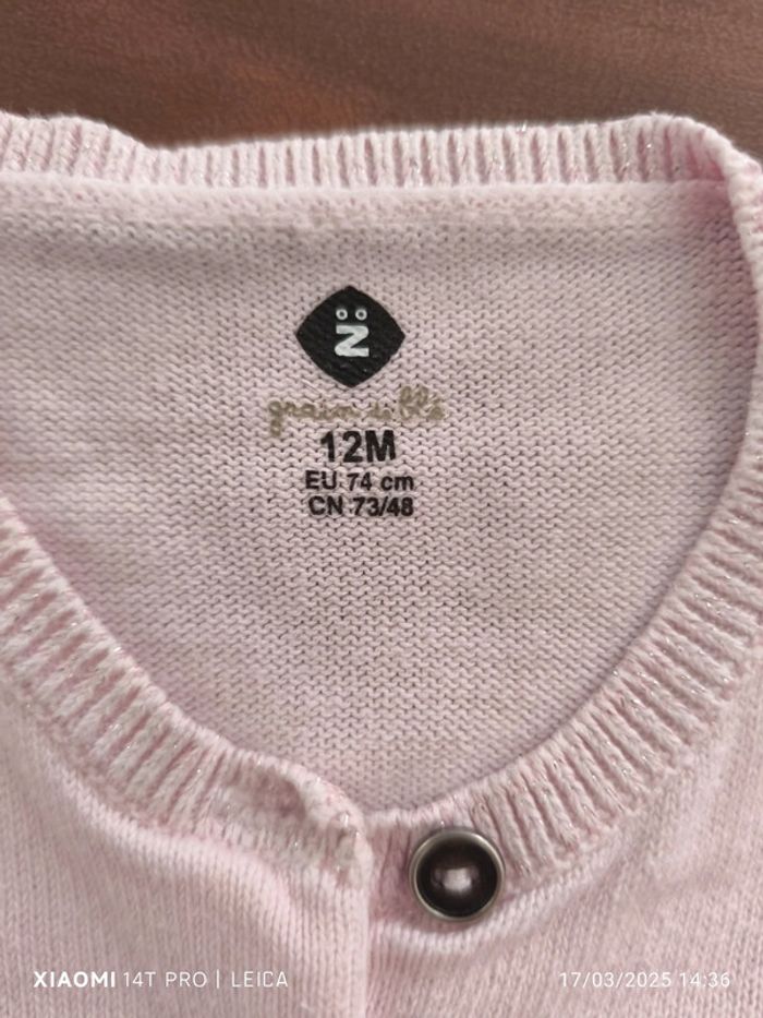 Lot 2 gilets rose/blanc 12mois Z - photo numéro 3