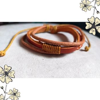 Bracelet mixte en cuir – tons naturels