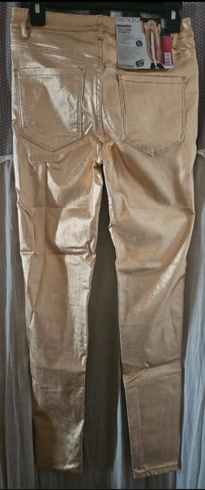 Pantalon doré clair jeans Skinny fit Esmara Taille 40 Neuf - photo numéro 6
